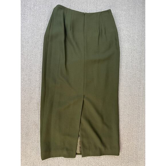 Halston Suit Set Skirt Jacket Career Academia Green Size 4 Petite - Picture 13 of 16